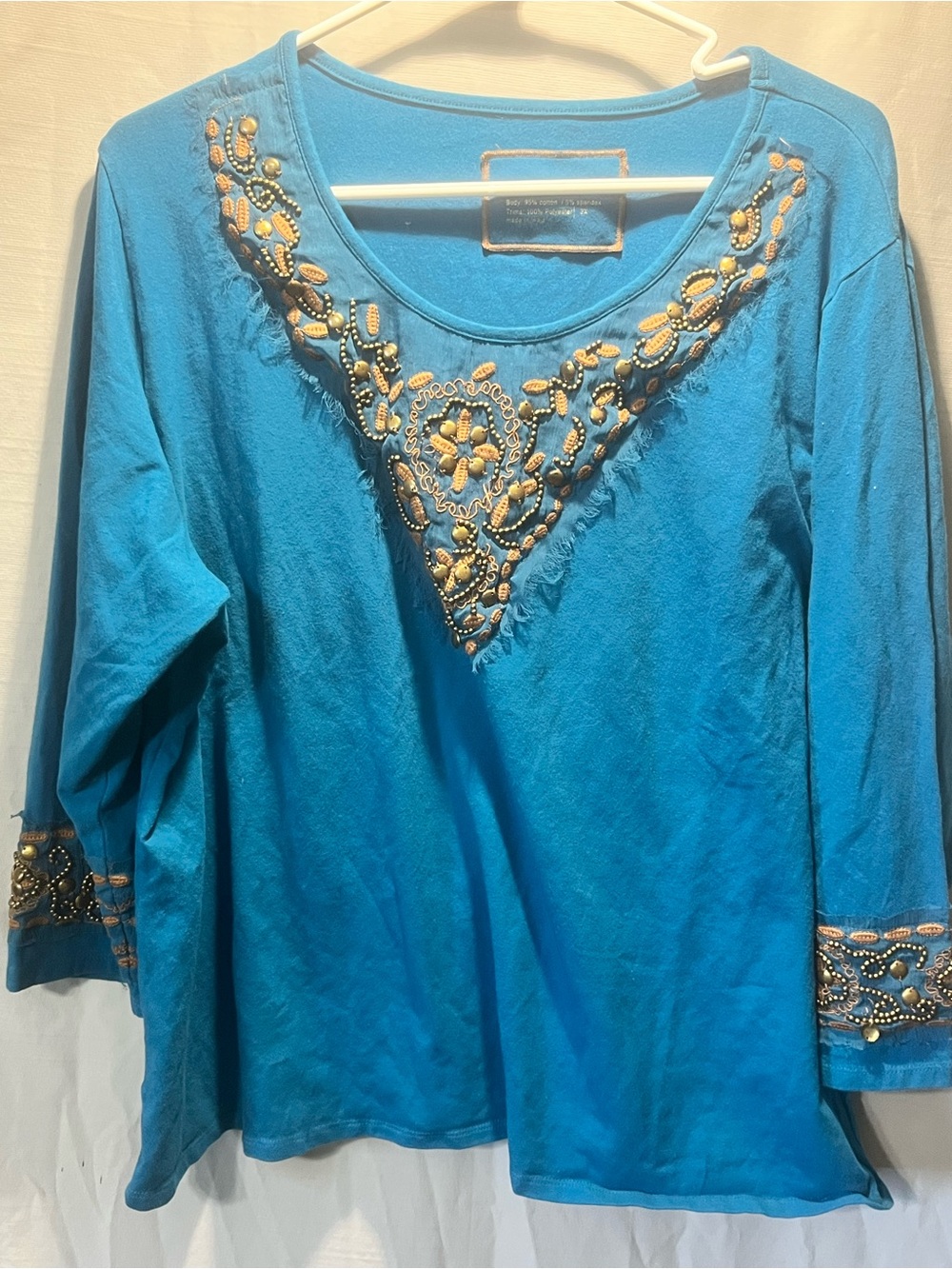 Coldwater creek 2x Embroidered V-Neck Turquoise Women’s Top